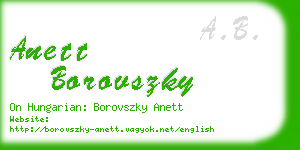 anett borovszky business card